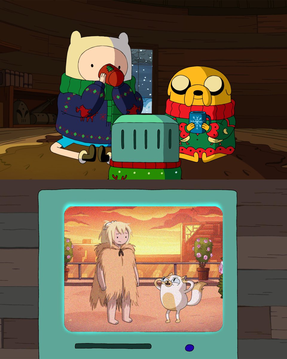 Secret tape watching party.

The season 2 finale of #AdventureTime #FionnaAndCake is now streaming on HBO Max.