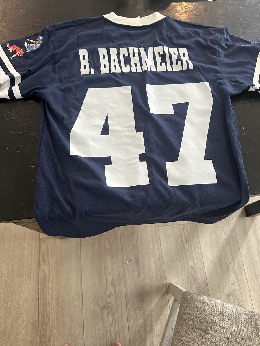 dchandle15's tweet photo. @BYUfootball Custom-made Bear Bachmeier jersey, complete with the best scene of the year sewn on! https://t.co/kaJyZK9GlR