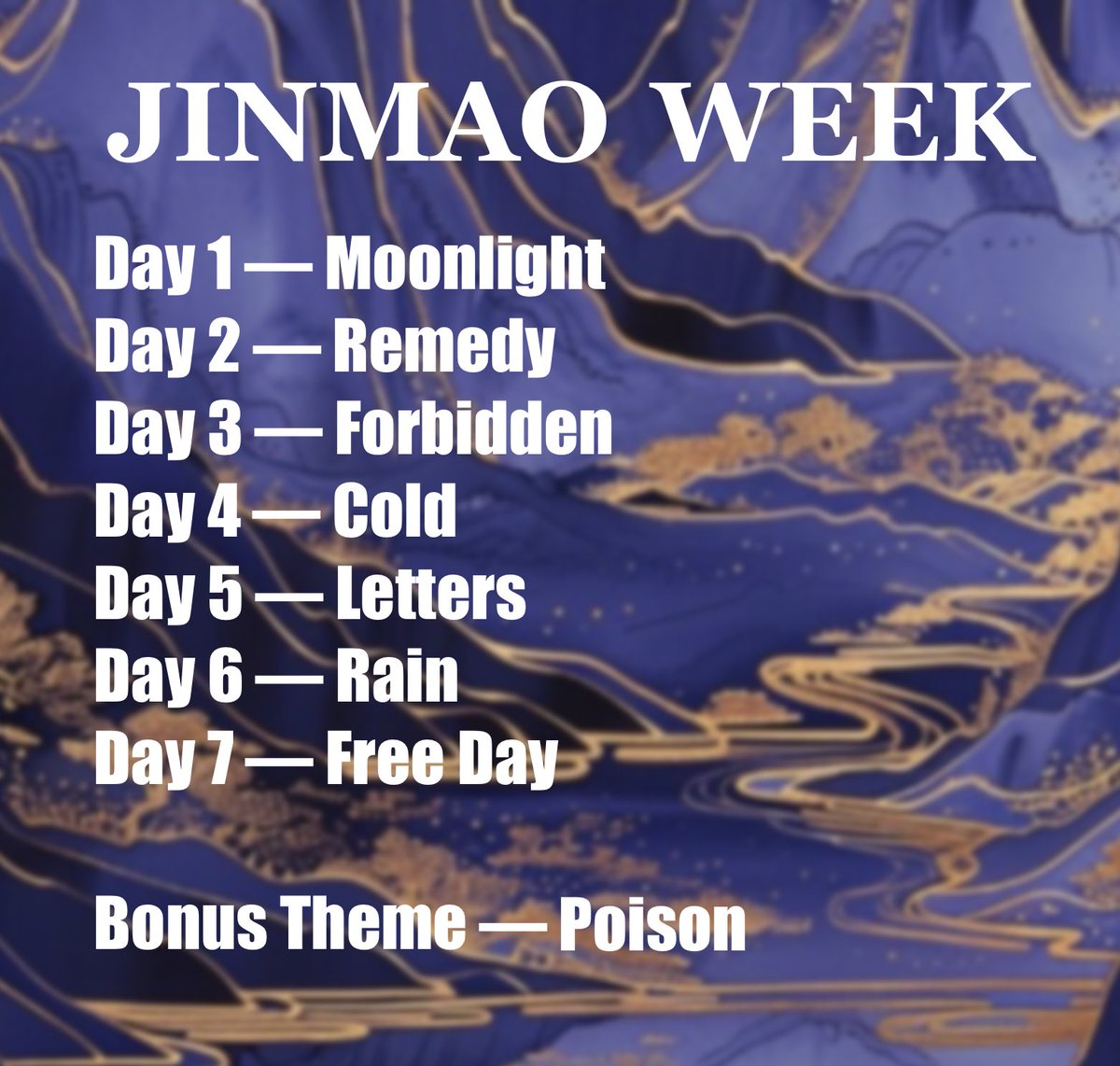 thinking about a jinmao week
feel free to join

#JinMaoWeek #薬屋FA #TheApothecaryDiaries