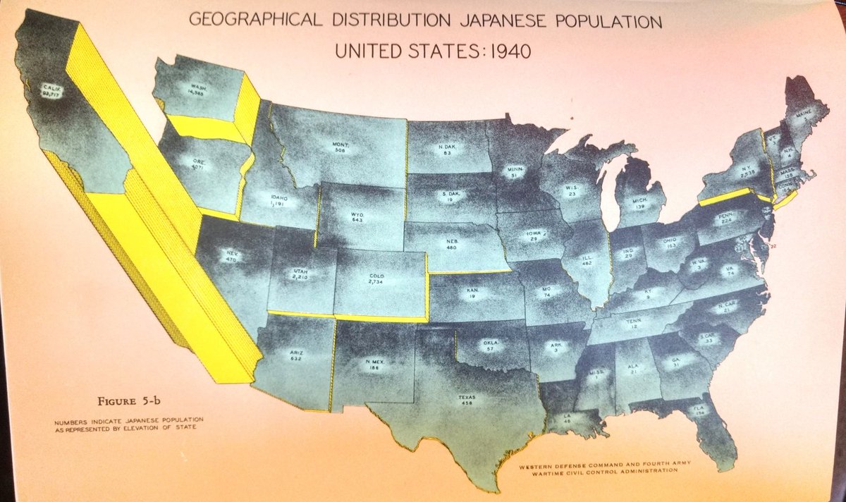 amazingmap's tweet image. Japanese Population by U.S. State in 1940