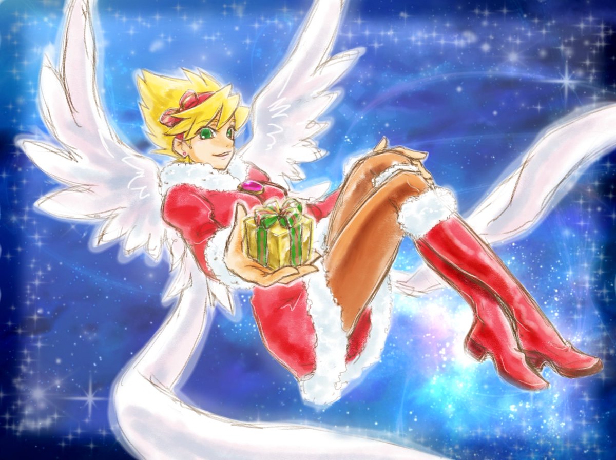 satsu_mizu's tweet image. クリスマス絵を描いていないではないか！と思ってクリスマス終わったけど先日の絵をアレンジ
背景はアイビス素材フル活用

プレゼント小さいな‥バレンタインチョコじゃあるまいし

#bof3