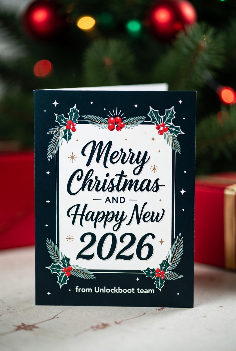Merry Christmas and Happy New 2026 from UnlockBoot Team 🎄🎅✨