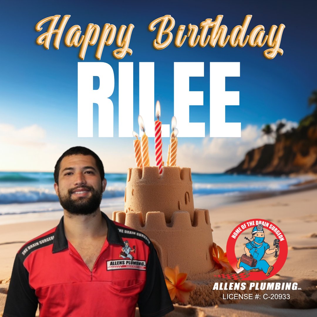 :🎉 Happy Birthday, Rilee Peters! 🎂

From all of us at Allens Plumbing, thank you for your hard work and dedication. Wishing you a fantastic day full of celebration, aloha, and good cheer! 🌺💧

#AllensPlumbing #HappyBirthday #TeamAppreciation #OhanaSpirit