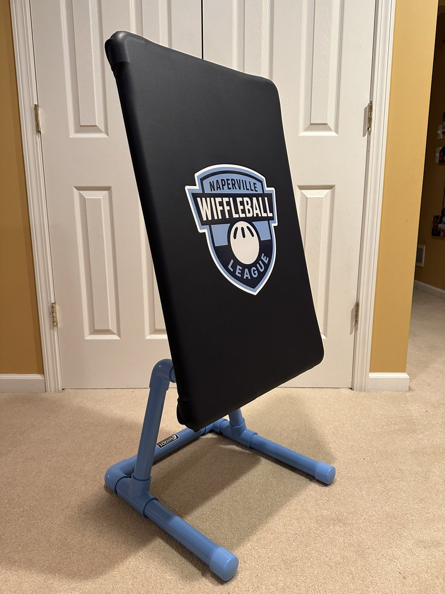 EasyCallKZone's tweet photo. Navy blue strike zone with a light blue base and a custom decal #wiffleball #easycall #blitzball https://t.co/UIRtUxi280