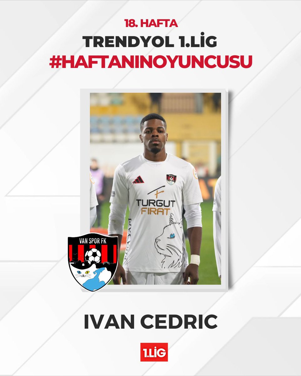 Trendyol 1. Lig'de haftanın oyuncusu, sizlerin oylarıyla Vanspor FK'dan Ivan Cédric seçildi.