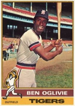 1975Topps's tweet image. Card #659 - Ben Oglivie #Tigers

1976: Oglivie saw action in 115 games. He had 87 hits (15 home runs) and drove in 47 runs in 325 plate appearances.

On 8/20/76 Oglivie hit a pair of 2-run homers but Minnesota defeated Detroit 8-5 in front of 17,385 at Tiger Stadium. #Topps