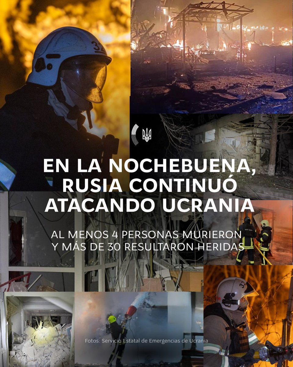 Rusia continúa llevando a cabo el terror en Ucrania y matando a ucranianos, incluso durante las fiestas navideñas, incluso en la noche sagrada.

Rusia lanzó ataques en las regiones de #Járkiv, #Odesa y #Cherníhiv, causando la muerte de al menos cuatro personas y dejando más de 30