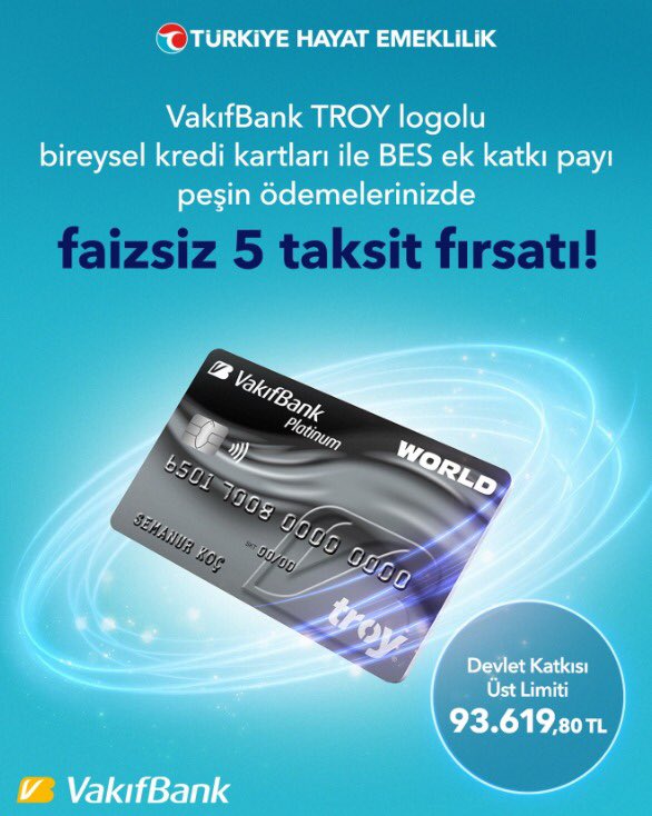 Devlet katkısından yararlanmak için BES hesabıma ek katkı yapmayı planlıyordum. Türkiye Sigorta’nın mobil uygulamasında VakıfBank TROY kartla taksitlendirme kampanyası varmış, 4 taksit yaptım. İşimi kolaylaştırdı açıkçası 👌