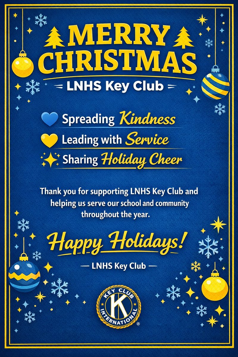 LNCatsKeyClub's tweet photo. Merry Christmas from Lawrence North H.S. Key Club @LNHSwildcats @Kiwanis https://t.co/lkP9fEYOJn