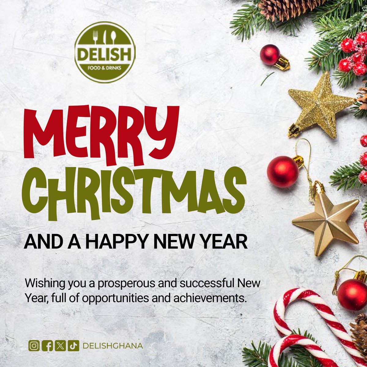 Merry Christmas to you from all of us at DELISH Restaurant.

#delishghana #Christmas2025