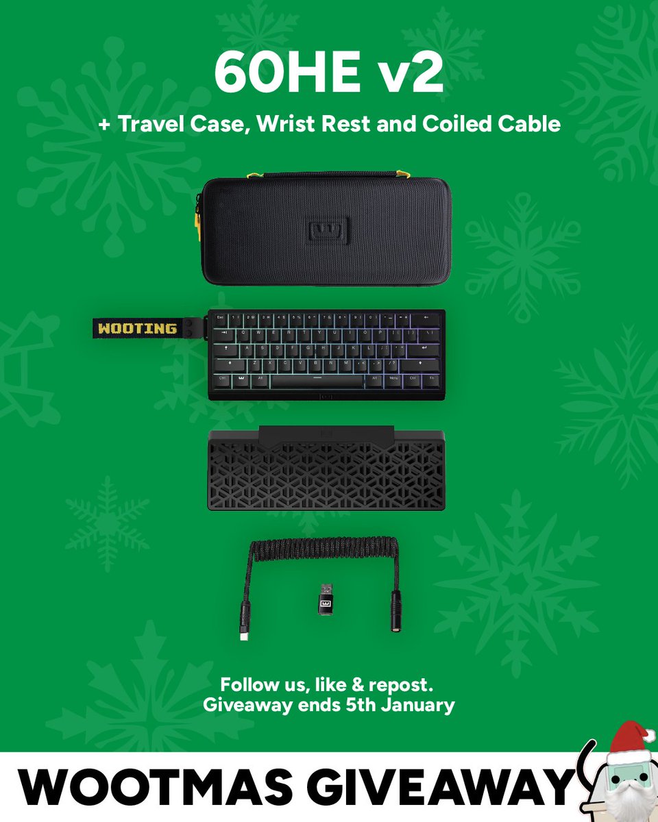 WootingKB's tweet image. 🎄Merry Wootmas 🎄

Santa has a final present to hand out! To get you all ready for a 2026 full of gg's and ez's. 

Follow us @WootingKB 
Like &amp;amp; Repost
Bonus: tell us which game you're looking forward to play in 2026

Giveaway runs until January 5th!