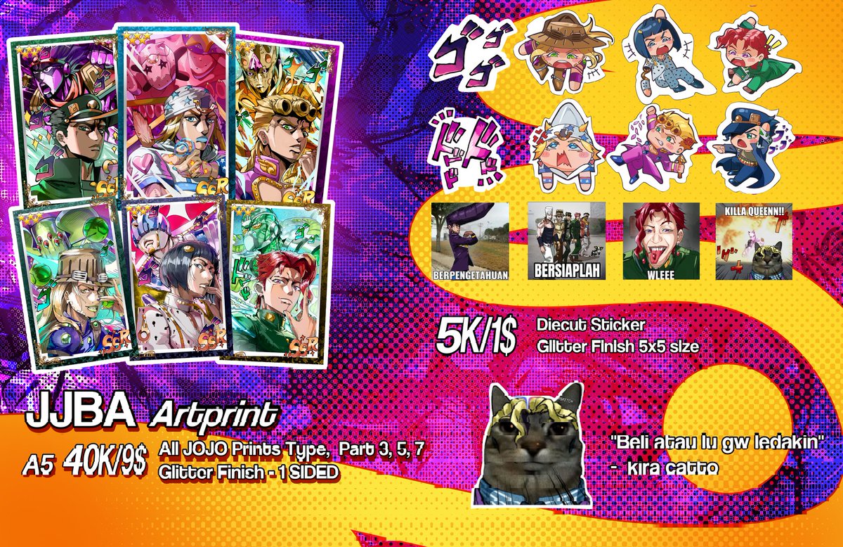 OTS KATALOGG #CHIBICON9
(Like n share really appreciated
Fanbase: JJBA, JOJO
booth L-10 yaa!
Let's make my debut super
#ChibiCon #ChibiCon9 #jojo #JJBA