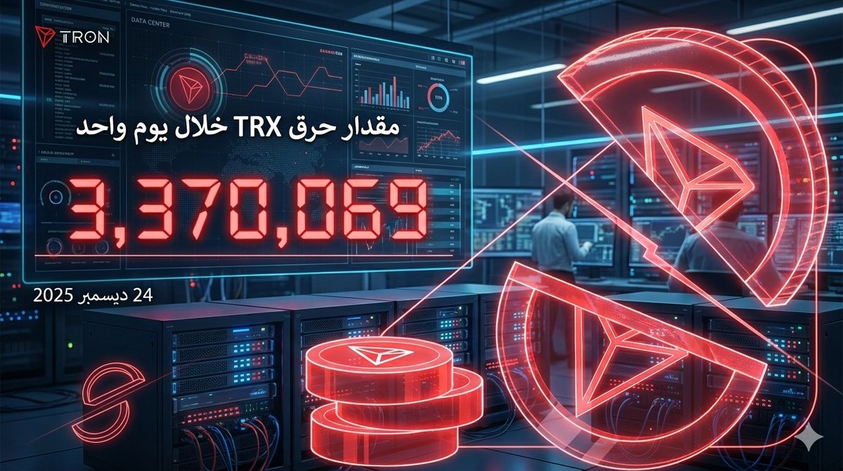 LOGYBTC's tweet image. خلف الكواليس: محرك TRON لا يهدأ🔥
​ورا كل رقم بتشوفه، فيه ملايين المعاملات اللي بتتم في صمت. ⚙️
​في يوم واحد (24 ديسمبر)، تم حرق 3,370,069 TRX.. ده مش مجرد رقم، ده نتيجة لشبكة شغالة  بكل قوتها عشان تحافظ على توازن العملة وندرتها
#TRON
#TRONGlobalFriends
#trx