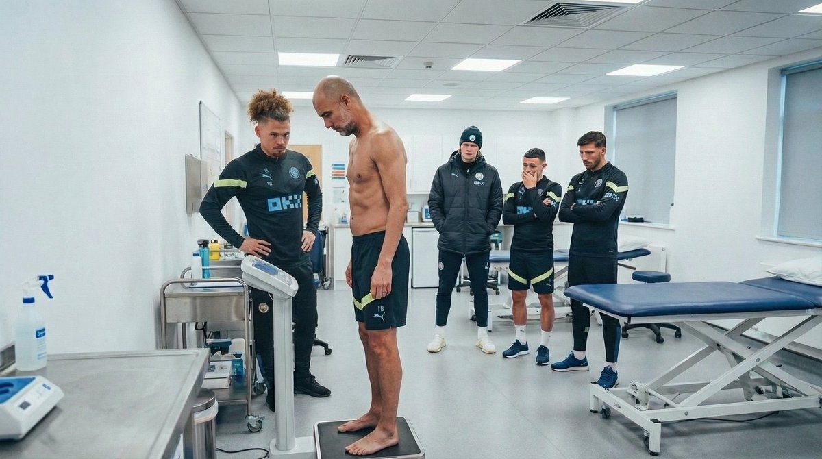 City_Chief's tweet image. Pep: “I said players… not me!”

Kalvin: “Rules are rules, boss.” 🎄💀