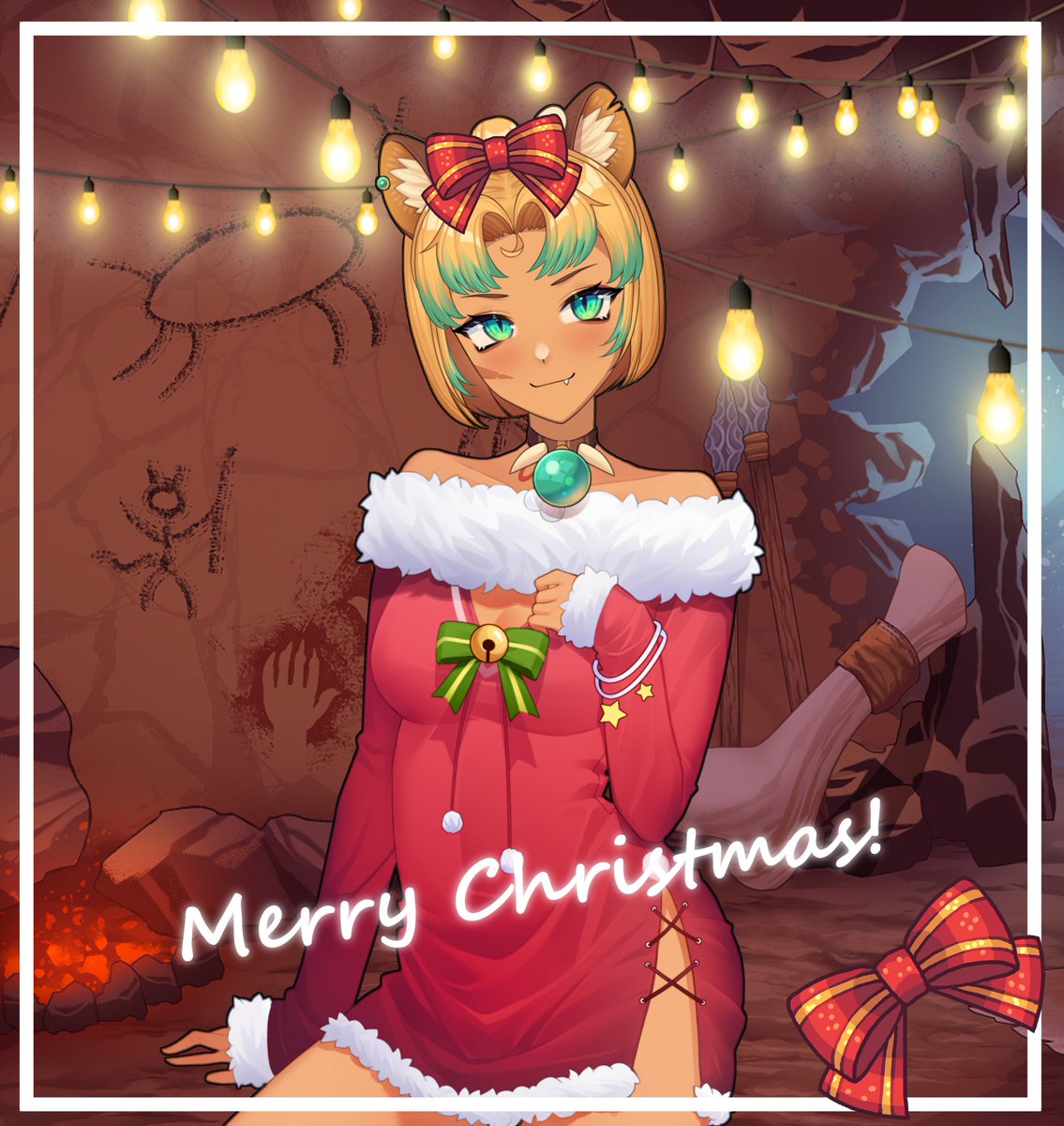 SmilodonnaVT's tweet image. Merry Christmas! I decorated my cave for today! 🍖🐯