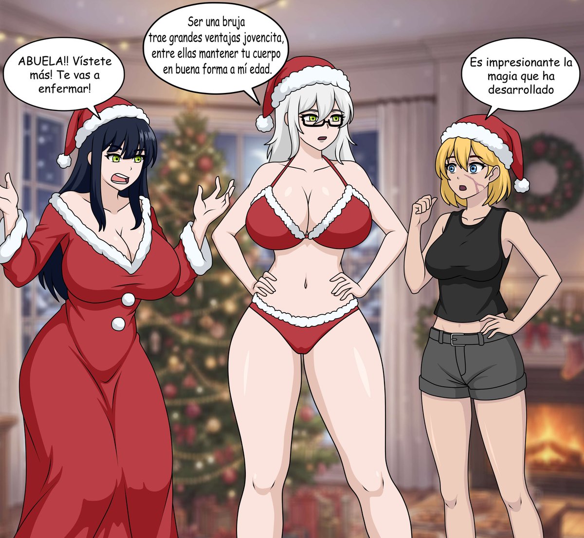 TitaniaNsfw's tweet image. 🎄🎇 ¡Cuarto día de dibujos navideños! 🎇 🎄

 Posiblemente mañana lance 2 dibujos por día si es que hay suerte, no olviden apoyar a los dibujos anteriores del hilo :3

Arte por: @Tenguino_69 

Aquí tenemos a Amatista sufriendo por su abuela quien decidió vestir más provocativa…