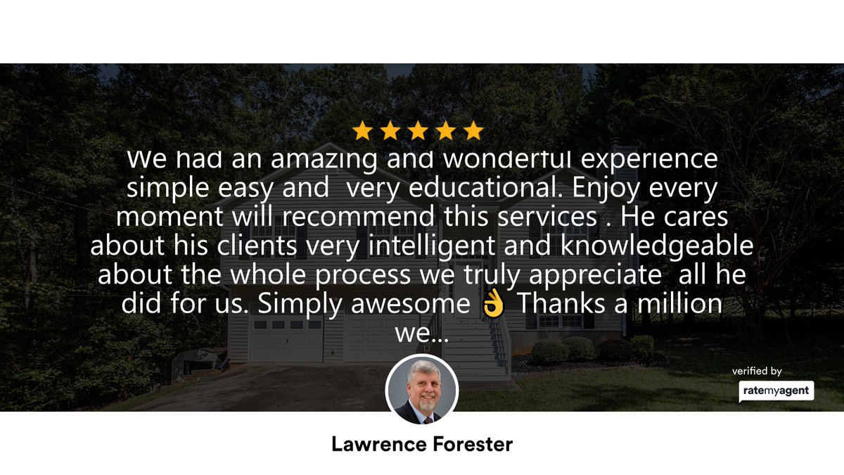 Lawrenceforeste's tweet photo. My latest  review in Douglasville.

...
#ratemyagent #realestate #JPand_Associates_REALTORS_Metro_Atlanta
https://t.co/V5di61AEr2 https://t.co/kKFb3bYel8