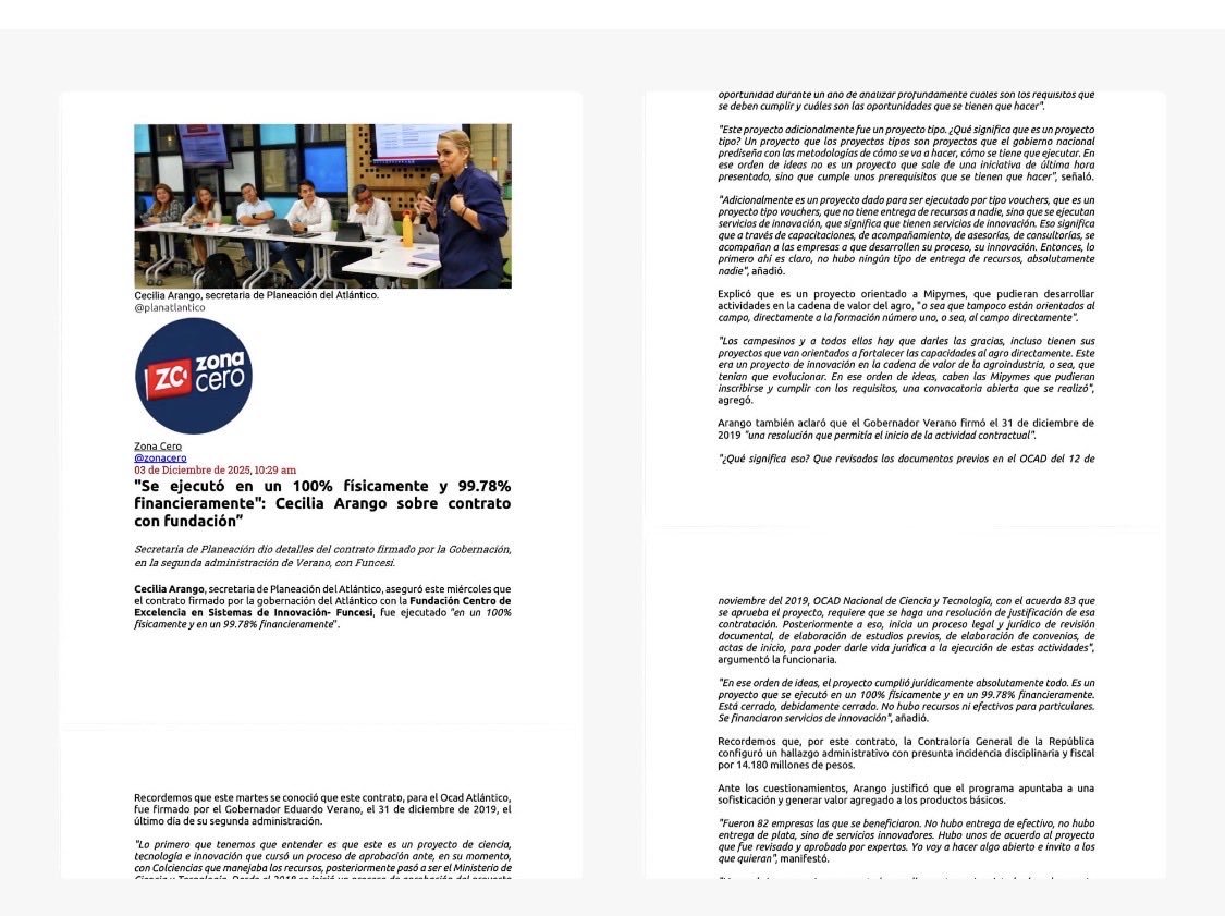 "No es cierto que se esté desfinanciando la formación de alto nivel": MinCiencia zonacero.com/generales/no-e… Ministra <a href="/MincienciasCo/">MinCiencias Colombia</a>  <a href="/YeseniaOlayaR/">Yesenia Olaya Requene</a> , pero están permitiendo que entidades como FUNCESI, que en Convenio de Cooperación Especial 202002968 con <a href="/Gobatlantico/">Gobernación Atlántico</a> con recursos