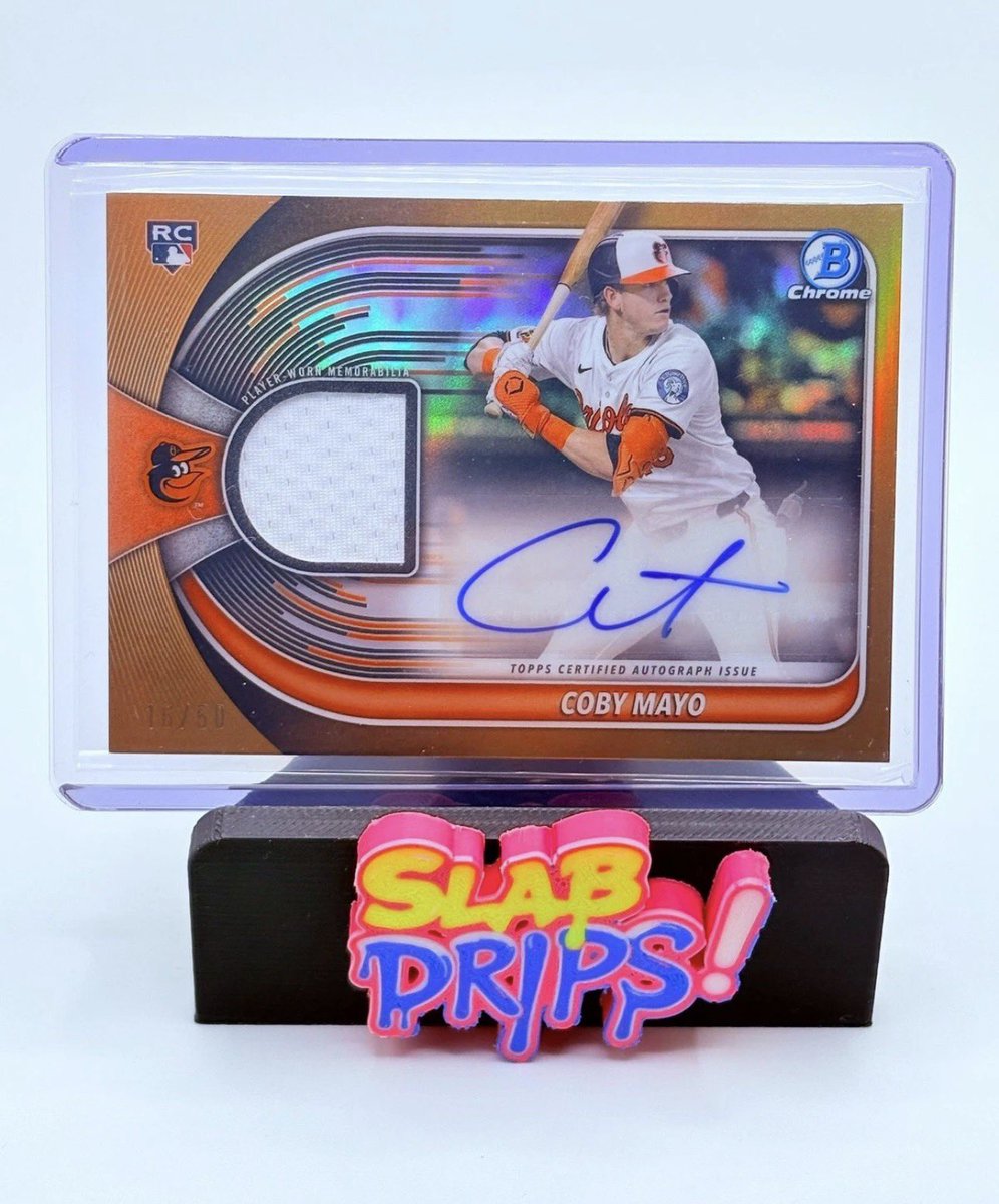 SlabDrips's tweet image. 🚨 Card of the Day 🚨 

Coby Mayo RC Patch Auto  /50
Jersey  👀🔥

Is Mayo a future All-Star or nah?

#CobyMayo #SportsCards #Orioles #MLB #Baseball