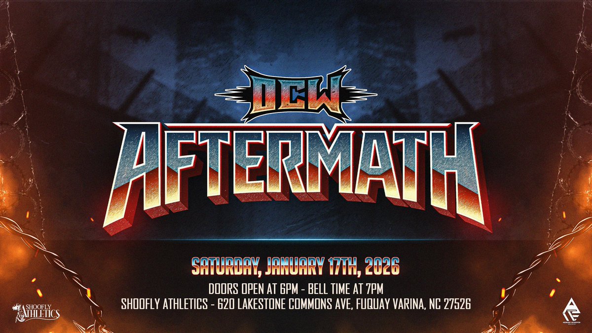 DCWrestlingLive's tweet image. ➡️MERRY CHRISTMAS DCW FANS ‼️

🔥 Get Ready for DCW AFTERMATH! 🎄in FUQUAY! 🔥

⚠️ LIMITED SEATING‼️

📅 When: SATURDAY, JANUARY 17th, 2025
📍 Where: Shoofly Athletics 
🗺️ Address:  620 Lakestone Commons Fuquay NC

🎟️ Visit dominantchampionshipwrestling.com