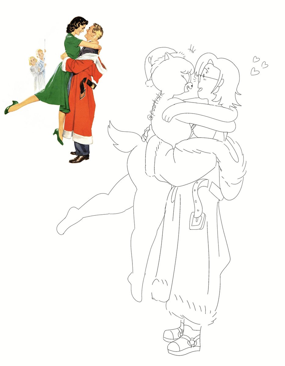 faartistic's tweet photo. 🎁 merry christmas 🎄
everyone should make ur fav ship based on these vintage drawings, it's so cute!

#fionnaandcake #wip https://t.co/5GIfyFSGkU