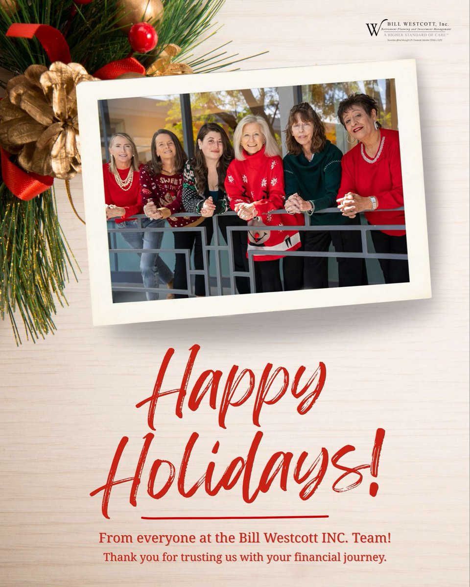 BillWestcottInc's tweet photo. Happy Holidays 🎄

Thank you for allowing us to be part of your financial journey this year.

Here’s to clarity, stability, and thoughtful planning in the year ahead. https://t.co/x1ktYu1Idp