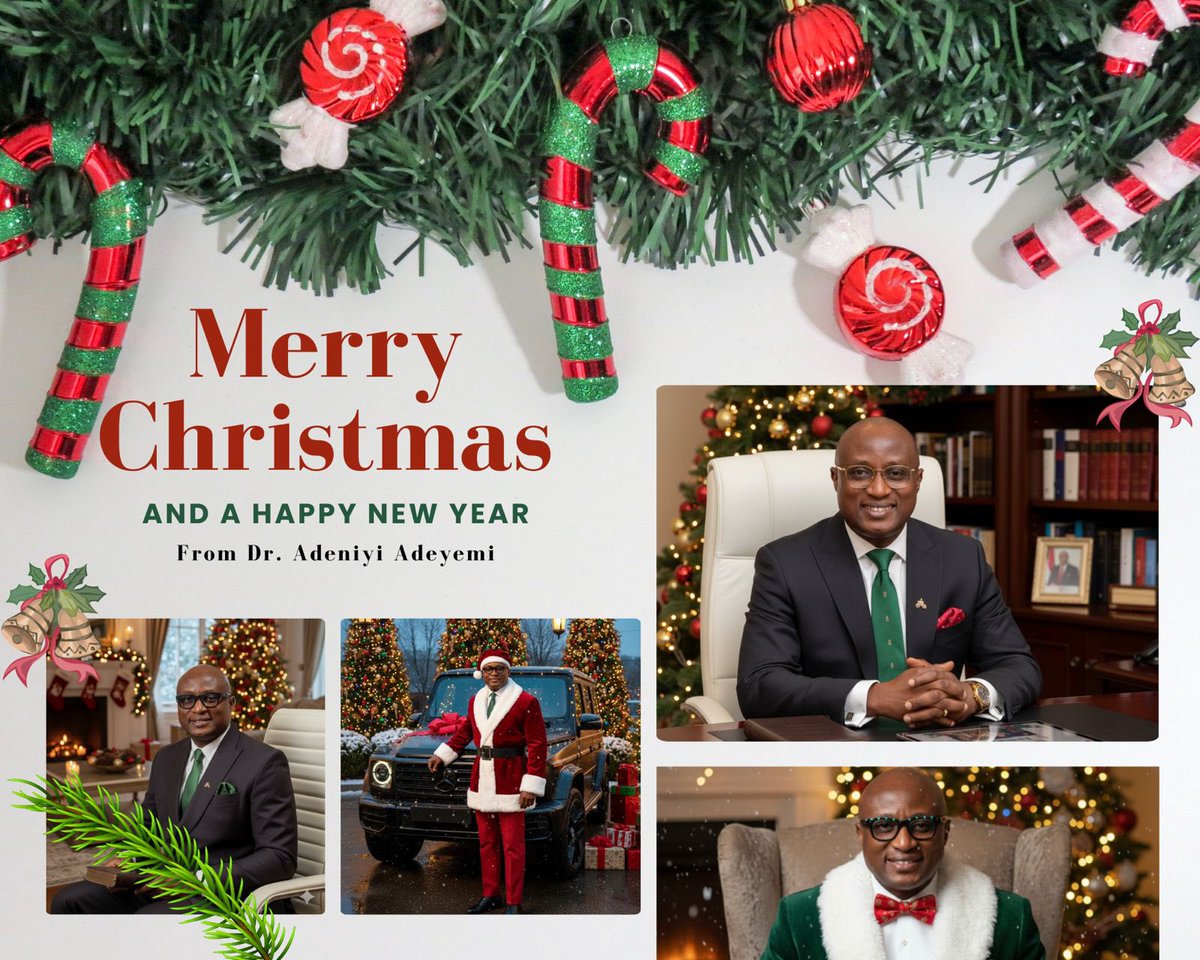 dradeyemiadeniy's tweet image. To God alone be all the Glory.

As we reflect on the year and embrace the beauty of this season.
From our family to yours, we wish you a Merry Christmas and a Happy, Prosperous New Year.

With love ❤️ and gratitude,
Dr. Adeniyi, Omobolanle &amp;amp; Family

#SeasonGreetings