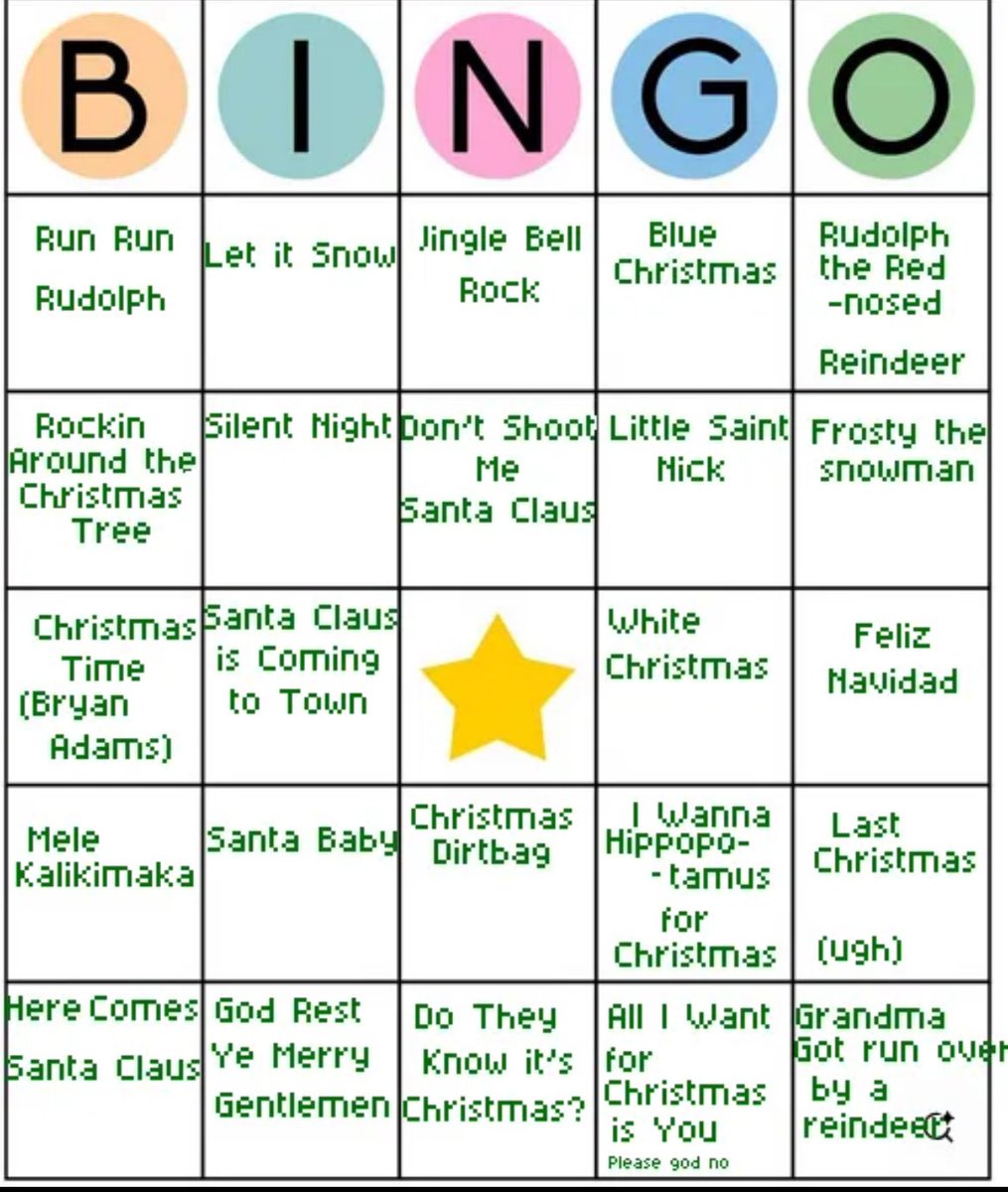 #RocaChristmasBingo aight Roxy, game on.