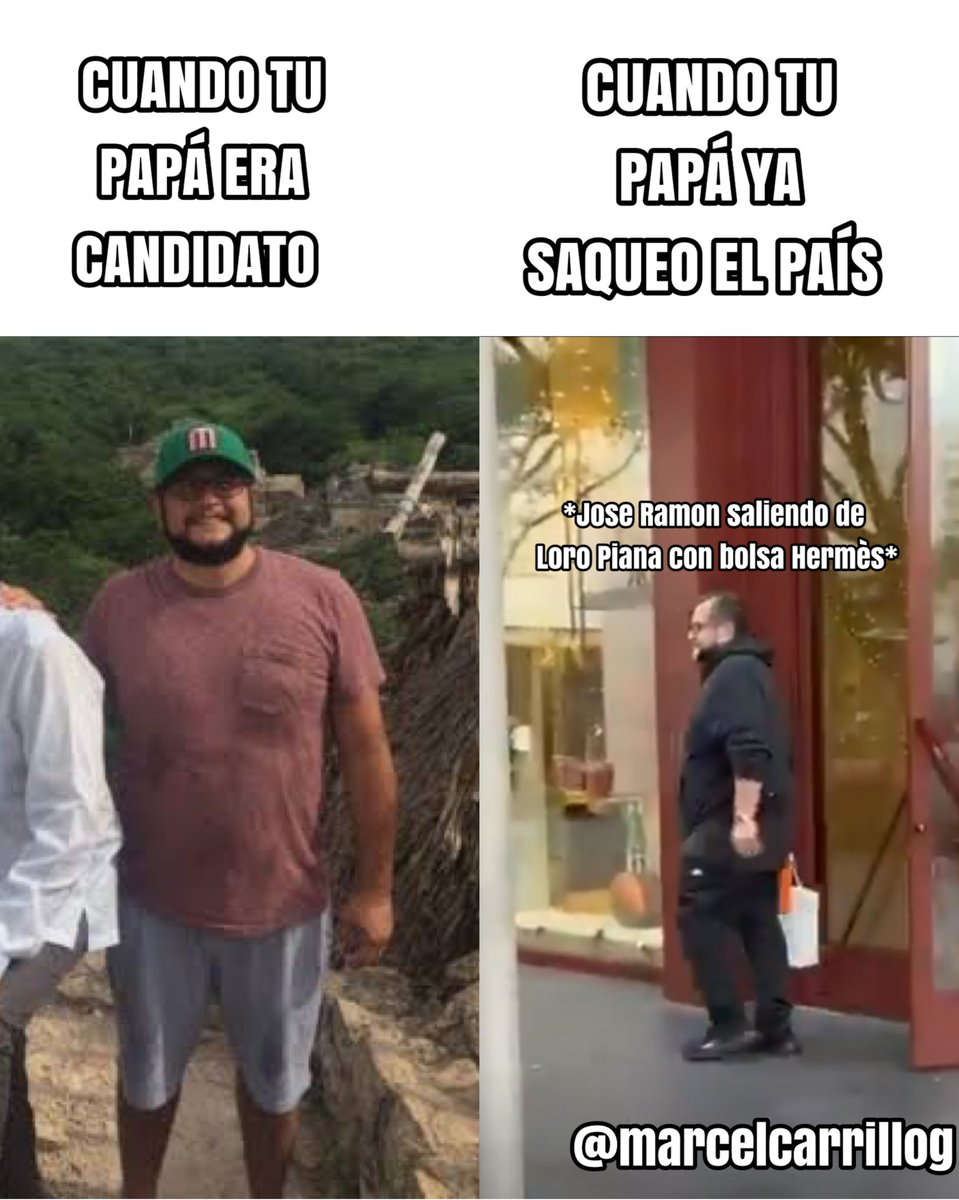 marcelcarrillog's tweet photo. Pues con la novedad: cachan al José Ramón López Beltrán, el eterno mantenido del “Bienestar”, saliendo de Loro Piana con bolsas de Hermès, muy ad hoc para la temporada navideña.

El mismo que “no trabaja”, el mismo que predica austeridad desde la comodidad del apellido, viviendo como millonario mientras le venden el cuento al pueblo.

¿De verdad aún necesitan más pruebas de que los Obrador son una estafa?
Austeridad para el discurso, lujo europeo para la familia.

México saqueado… otra vez.