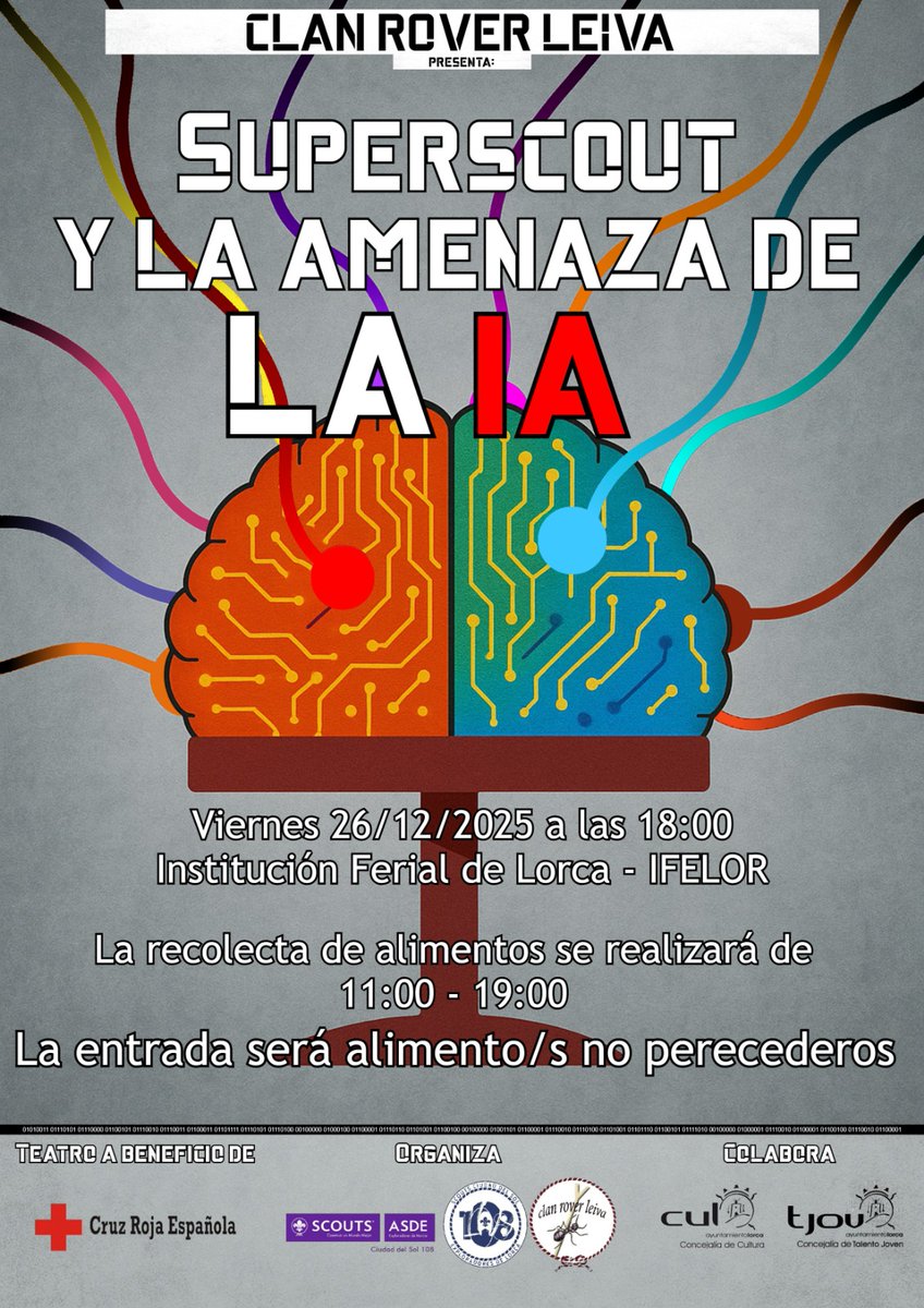 #FelizNavidad
Nos vemos el viernes, 26 de diciembre en #IFELOR.
Se recogerán alimentos no perecederos a beneficio de #CruzRoja-#Lorca.
#Superscout es una actividad abierta a todo el mundo,sea o no #scout⚜️.
Hasta completar aforo.
Colabora #talentojoven <a href="/CulturaLorca/">Cultura Ayto. Lorca</a> @aytoLorca.