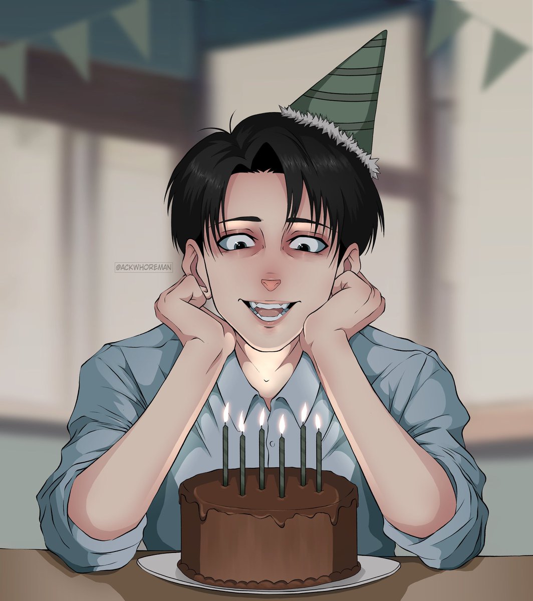 Ackwhoreman's tweet image. Happy birthday Levi Ackerman! 
Merry Christmas everyone too 🤍