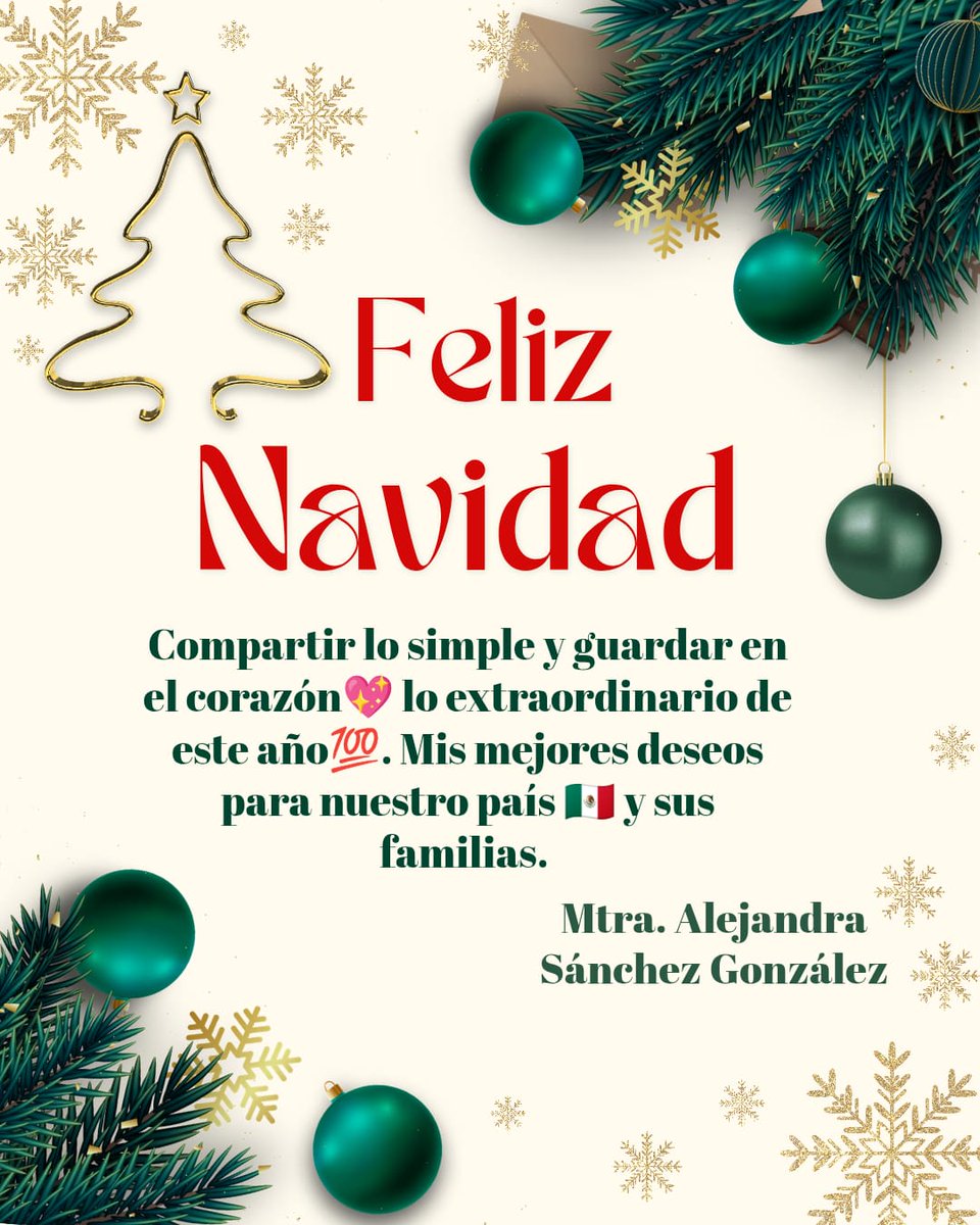 COLPUEAC's tweet photo. 🎁✨ La Mtra. Alejandra Sánchez González @alesanchezglez, presidenta de El Colegio de Puebla, A.C., les desea una feliz Navidad. 🎄
Gracias por ser parte de esta misión educativa y humanista. 🤝✨
🎄¡Feliz Navidad!🎄
#ColPue #ElColegioDePuebla #Navidad #25DeDiciembre #FelicesFiestas #CulturaDePaz #ComunidadAcadémica #SeguridadEducativa #DiplomaciaEducativa @armentapuebla_ @Claudiashein @Gob_Puebla @GobiernoMX
