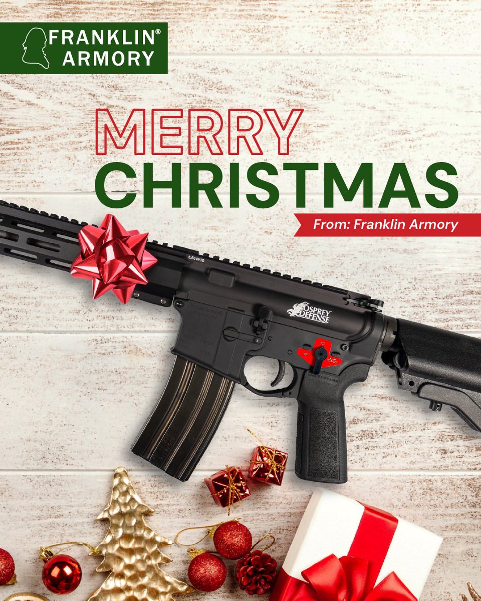 FranklinArmory's tweet image. Merry Christmas from the Franklin Armory family to yours. May your day be filled with great memories and some fun out on the range!
#MerryChristmas #PewPew