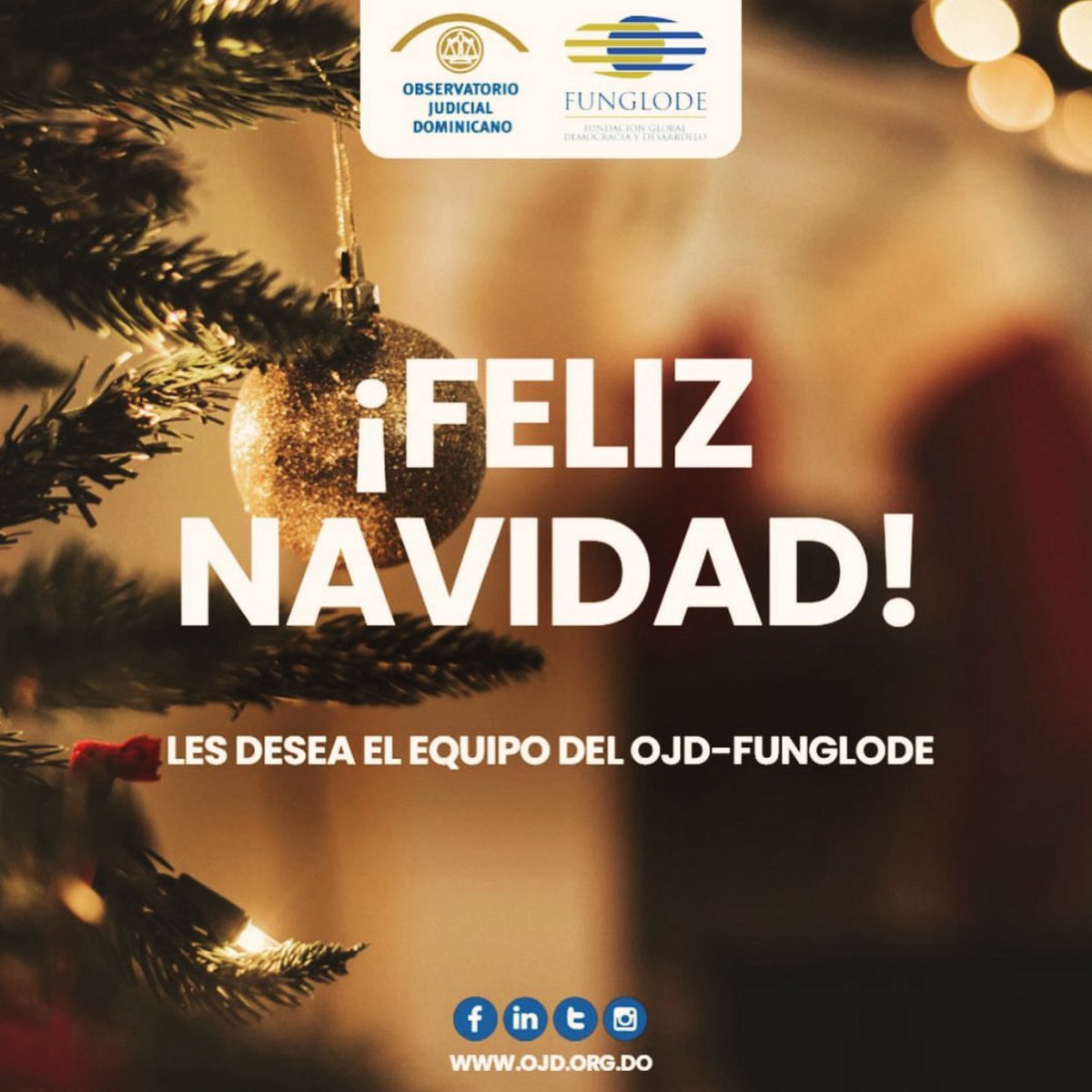En esta Navidad, desde el #OJDFunglode les deseamos unas fiestas en paz, marcadas por el encuentro en familia y con sus seres queridos.

Que estas fechas propicien espacios de reflexión, paz y convivencia. 🎄

¡Feliz Navidad! 🎄