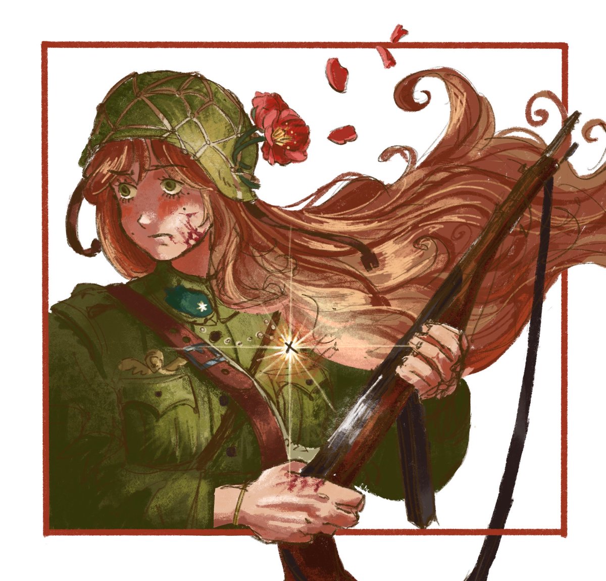Sparklemus91718's tweet image. #hetalia I’m not even religious but wtv. Hungary fan art 🌷🪖