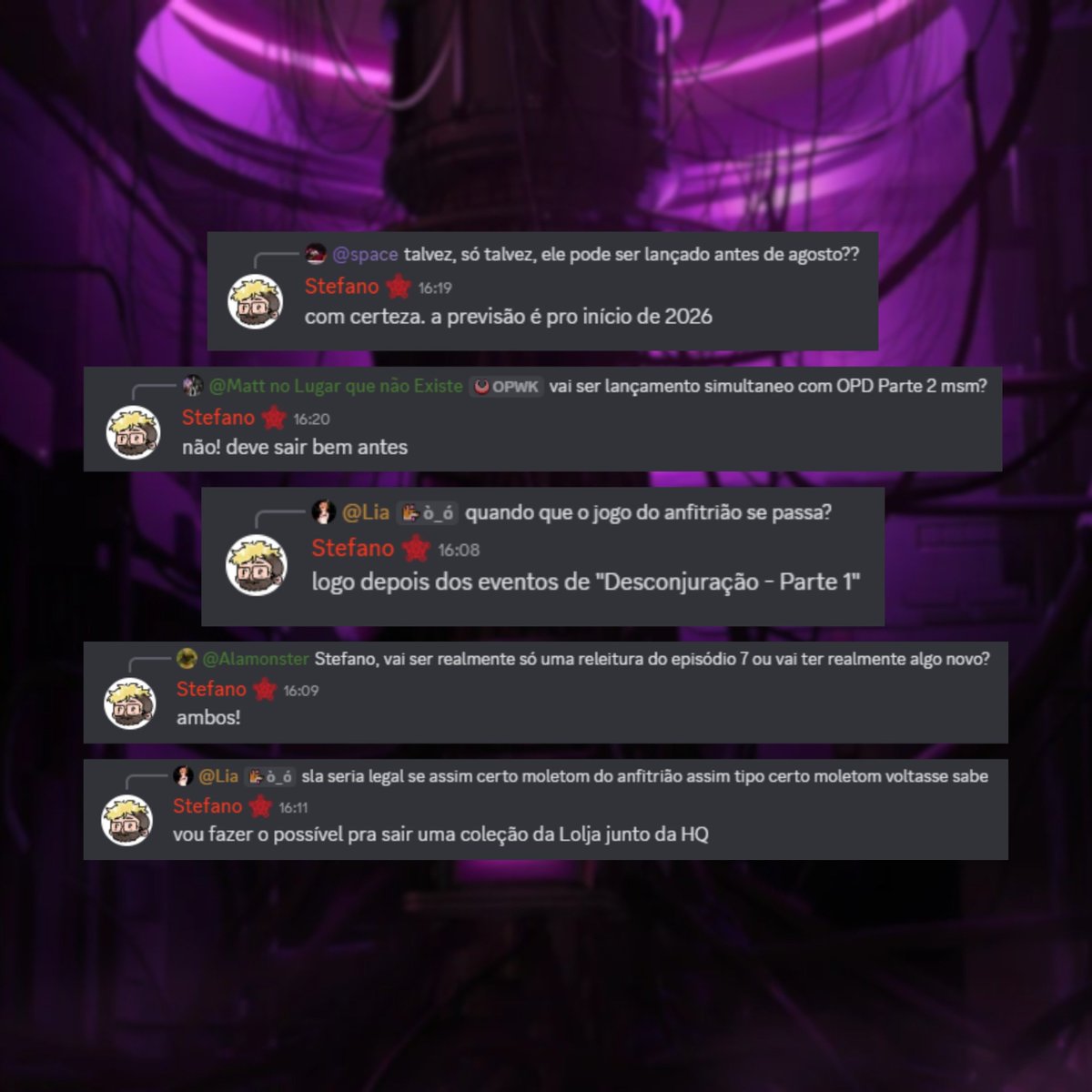 realitasnews's tweet image. Stefano respondeu no Discord do Cellbit algumas perguntas sobre a HQ do Jogo do Anfitrião!

Descobrimos que:
- A previsão de lançamento é para o começo de 2026;
- Ela deve ser lançada bem antes da HQ de Desconjuração parte 2;
- Ela se passará logo após os eventos de Desconjuração…