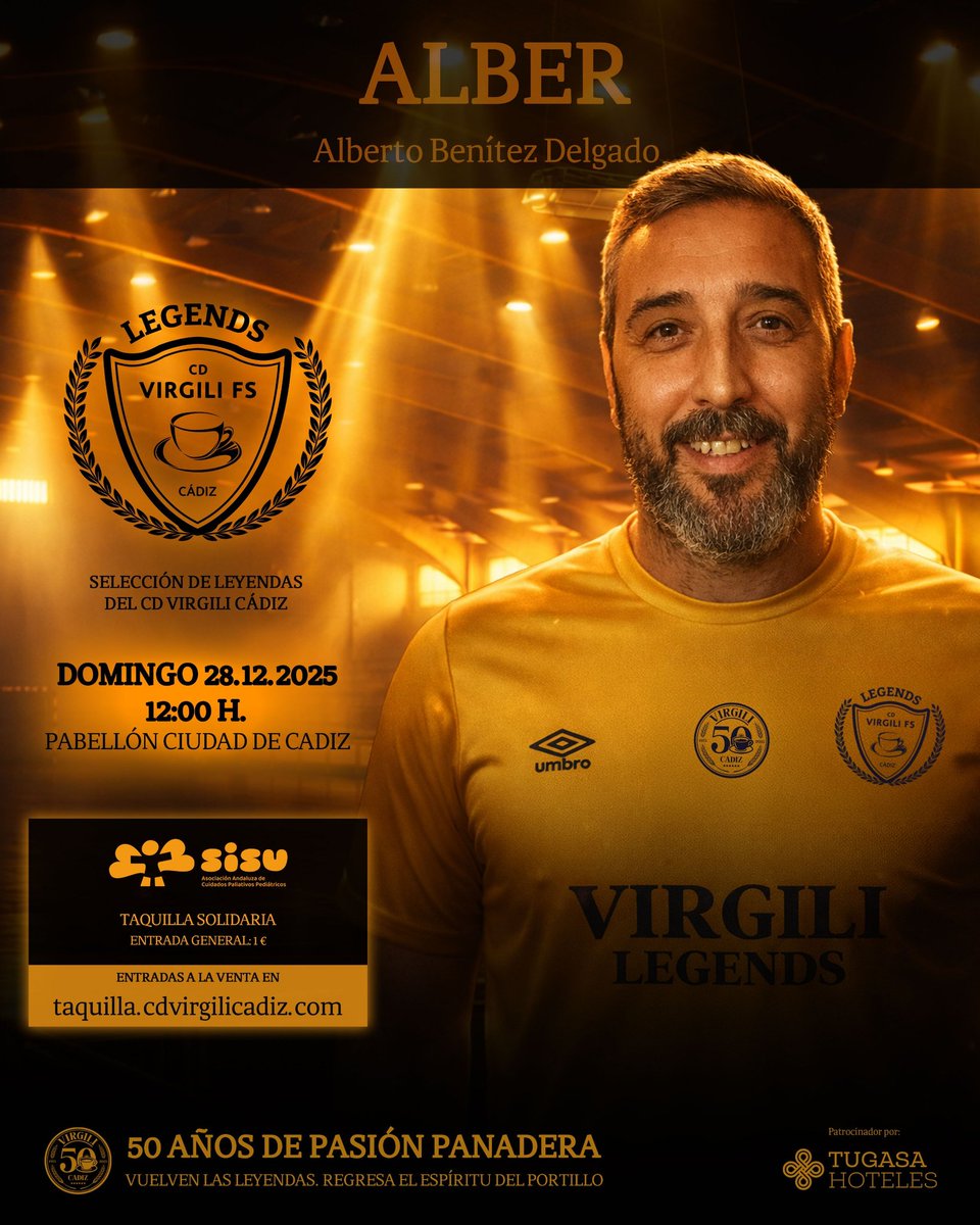 CDVirgiliCadiz's tweet photo. Lo mismo te cantaba carnaval en el vestuario que levantaba al pabellón con su juego 🎭✨

Carisma, alegría y talento para hacer sentir al Virgili.

 ‘Alber’ estará en el partido #VirgiliLegends💛💙

🗓️ Dom. 28/12
🕛 12:00 h
🏟️ Pab. Ciudad de Cádiz
🎟️  https://t.co/GtbEfUqcAU https://t.co/jY6kvNExKl