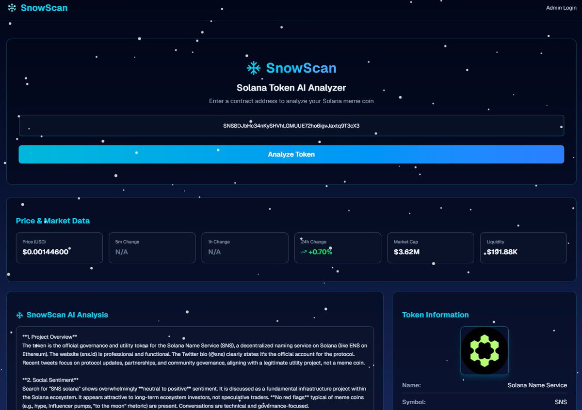 lionidas1417's tweet photo. I developed a platform that uses artificial intelligence to perform in-depth analysis of MEME coins generated on the Solana network, taking into account factors such as social media activity and price.

You can try it here => https://t.co/nqGJDePxAO https://t.co/mdKugEHoAW