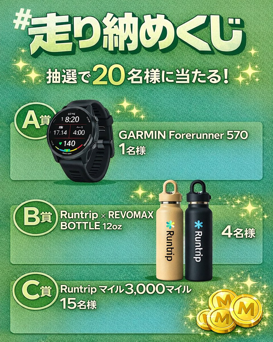runtrip_'s tweet image. 🎁 年末スペシャル企画 🎁
 #走り納めくじ2025
ランナーのみなさん今年もナイスランでした👍
Runtripアプリでは、今年こんなにもたくさんのマイルとご褒美をお届けしてきました🤝
そこで、年末のみなさんの「走り納め」に、Runtripから感謝を込めた“ご褒美キャンペーン” を開催します！