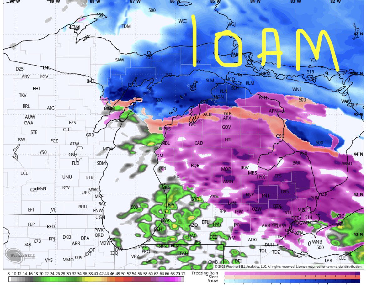 GrossWeather's tweet photo. (3:40pm Thu). Everything remains on track for a freezing rain event on Friday.  General timing is depicted in these maps…I’ve given you a statewide view since many will be traveling.  As for amounts, I’m not listing the model projections because they appear too high…
(Cont.➡️) https://t.co/jwq1pj0adC