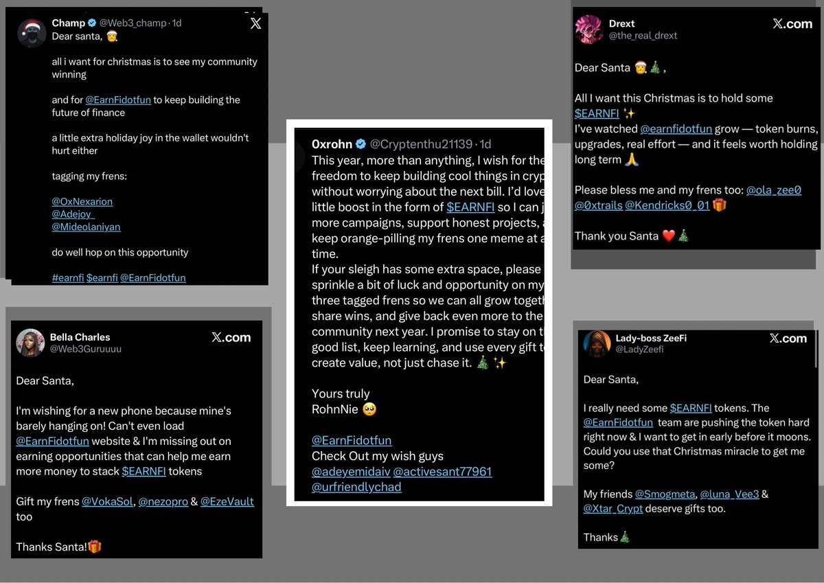 EarnFidotfun's tweet image. Ho ho ho! 🎅
Santa’s gifts are here!

Santa went through all the quotes and was touched by your heart-warming letters.

He has selected 5 good frens to receive $20 each 🎁

@ladyzeefi
@web3guruuuu
@the_real_drext
@cryptenthu21139
@web3_champ

Kindly DM your SOL wallet address to…
