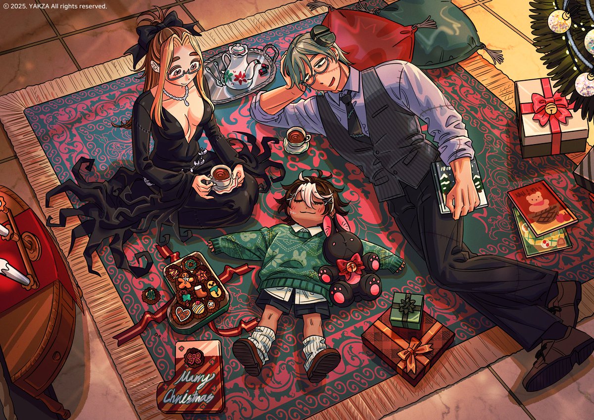 merry christmas from the stein lavenza family (and luci is a vampire for some reason!)

🖤🎨: YAKZA_draw