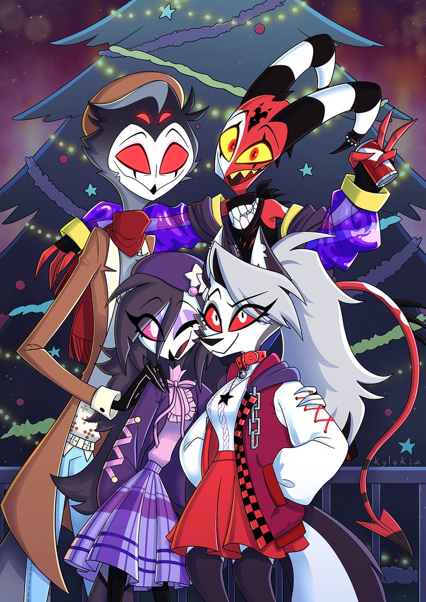 kylukia's tweet image. Happy Sinsmas!🎄
#HelluvaBossFanart #helluvaboss #sinsmas #stolas #blitzo #loona #octavia