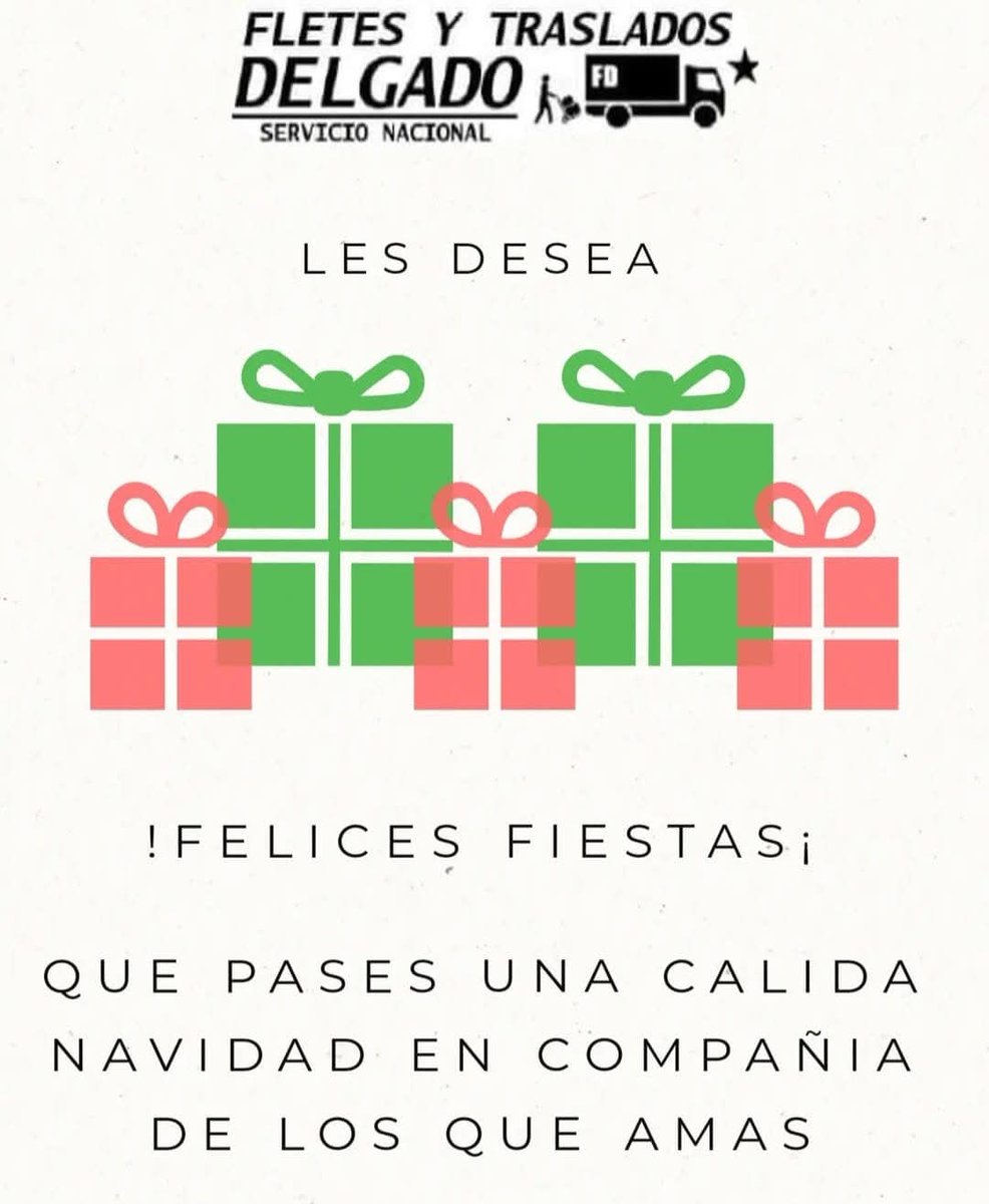FletesDelgado's tweet photo. ¡Feliz Navidad y Próspero 2026! 

Gracias por elegirnos un año más. Que la magia de estas fiestas ilumine tus metas y las de tu familia.

¡Nos vemos el próximo año con más energía que nunca! 🥂

Fletes y Traslados Delgado https://t.co/4Im1OmmHX3