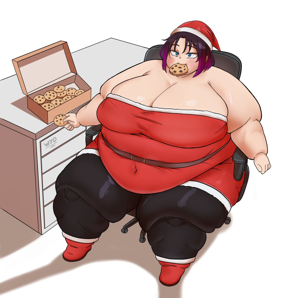 DeservedWhat's tweet image. Santa Elma enjoying some holiday treats! 🍪🎅