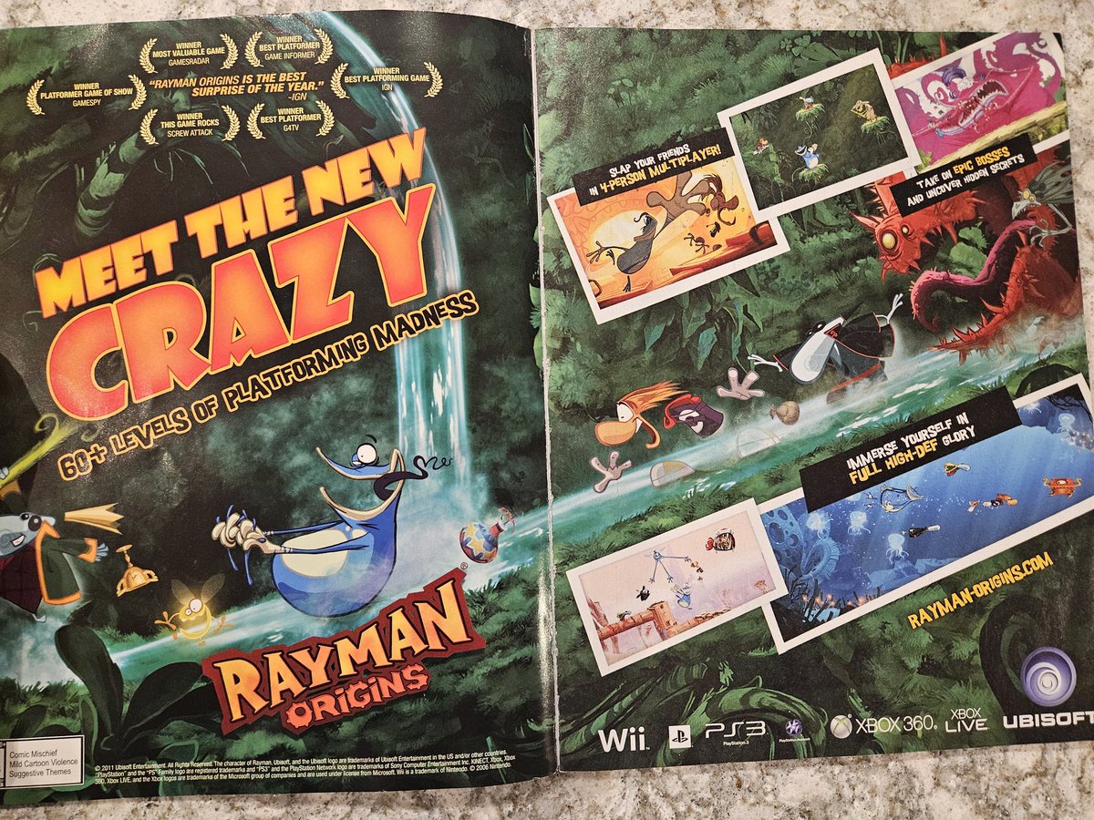 RaymanForSmash's tweet image. Nothing crazy but my Christmas gift to y'all is an old Nintendo Power review of Rayman Origins I found lying around. It was the highest reviewed game that month even beating out Mario 3D Land!

Happy Holidays everyone ❤️