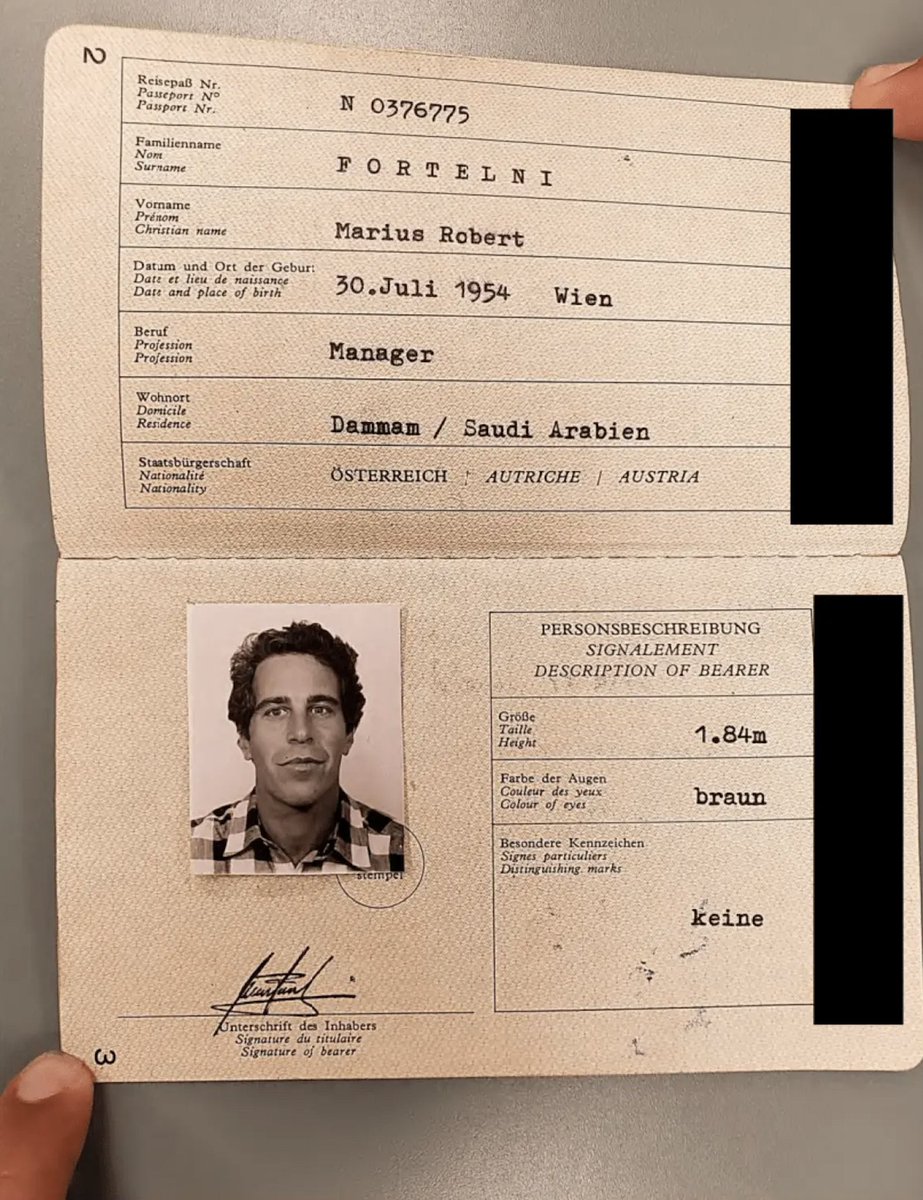 shaunking's tweet image. 43 years ago, when I was 3 years old, Jeffrey Epstein had an authentic Austrian passport with a completely different identity. 

He then used this illegal passport, a generation before he was a public figure, to travel ALL OVER THE WORLD. 

MY LATEST: thenorthstar.com/p/in-1982-jeff…