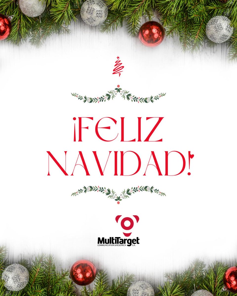 Multitarget1's tweet photo. ¡MultiTarget les desea una Feliz Navidad! 

En esta época de unión y alegría, queremos agradecer a todos nuestros clientes, colaboradores y amigos por confiar en nosotros. Que estas fiestas estén llenas de momentos felices, paz y prosperidad. 🎄💫 https://t.co/c2oFNZnXoQ