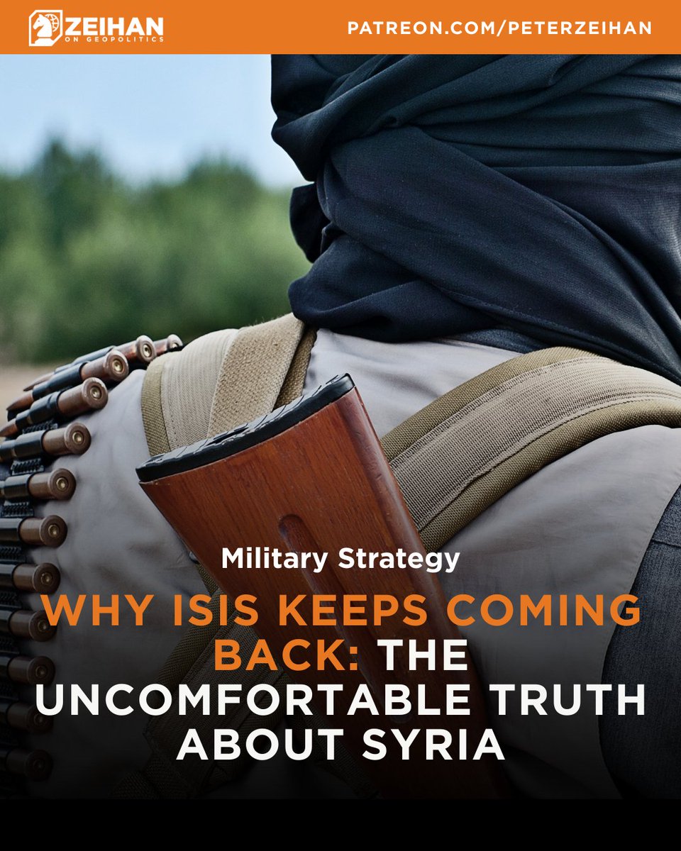 PeterZeihan's tweet image. On December 13, an ISIS-linked ambush by a lone gunman killed three Americans. Currently, Syria can’t police its own desert, neighbors won’t commit, and the geography guarantees chaos. Without a clear long-term strategic rationale, the small U.S. special forces presence can only…