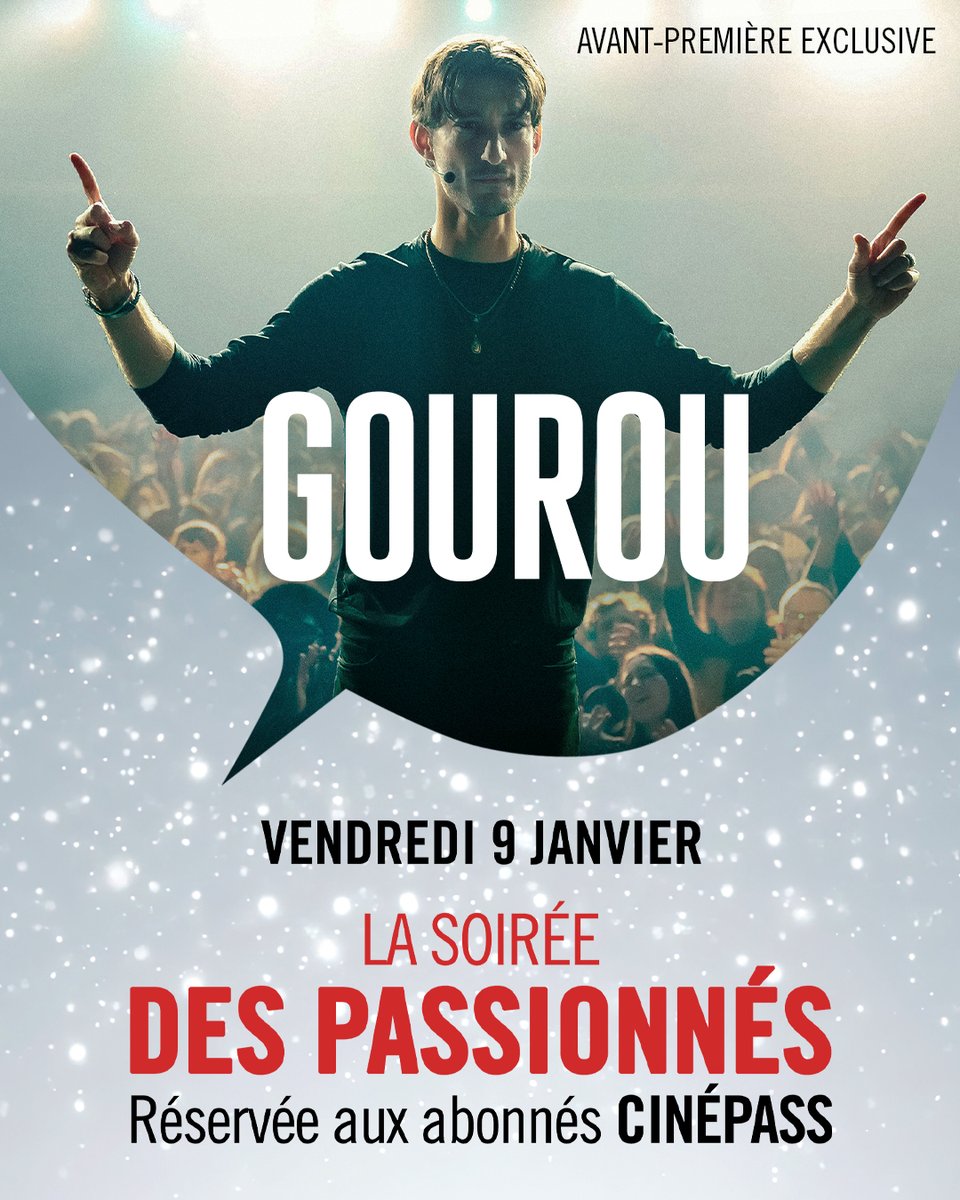La Soirée des Passionnés fait son retour le 9 janvier ! L'occasion de découvrir en avant-première exclusive le film #Gourou une sélection de bandes-annonces des films évènements à venir au cinéma, ainsi que des surprises ! Réservez vos places ici : spkl.io/6017AYTES